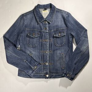 J. Crew Trucker Denim Jacket Womens S Distressed Blue
